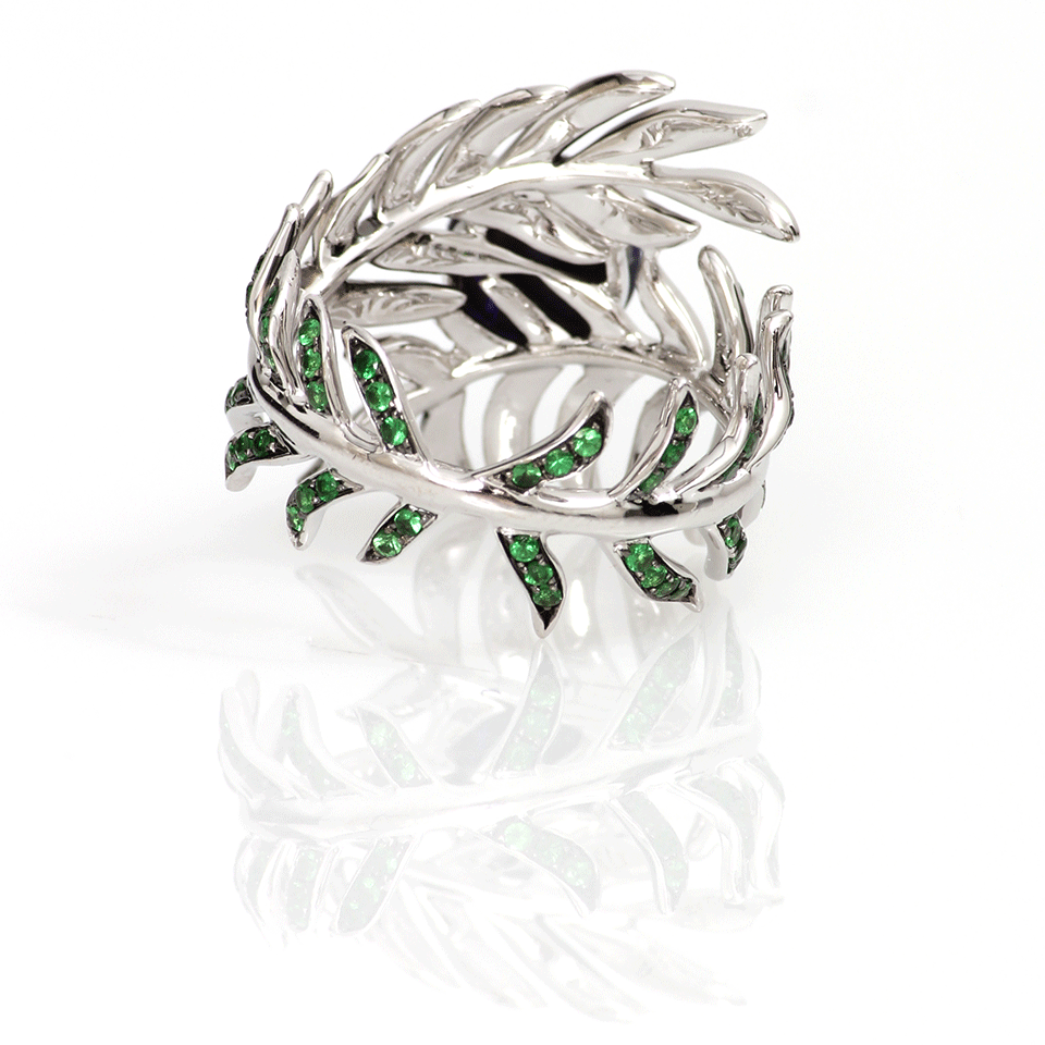 KATHERINE JETTER-Opal Double Fern Ring-WHITE GOLD