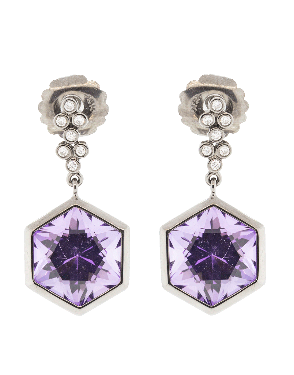 KATHERINE JETTER-Hexagon Amethyst Earrings-WHITE GOLD