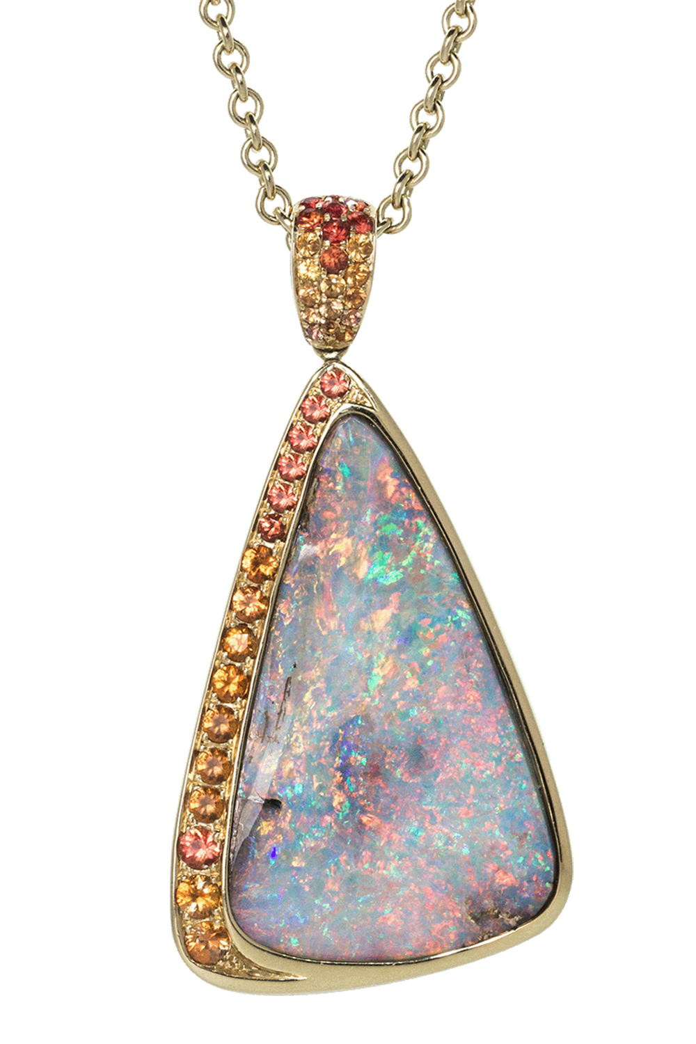 KATHERINE JETTER-Australian Boulder Opal Pendant Necklace-YELLOW GOLD