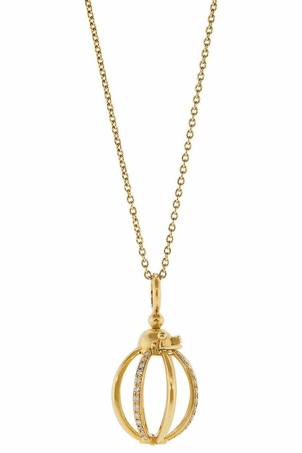 KATHERINE JETTER-Small Cage Diamond Pendant Necklace-YELLOW GOLD