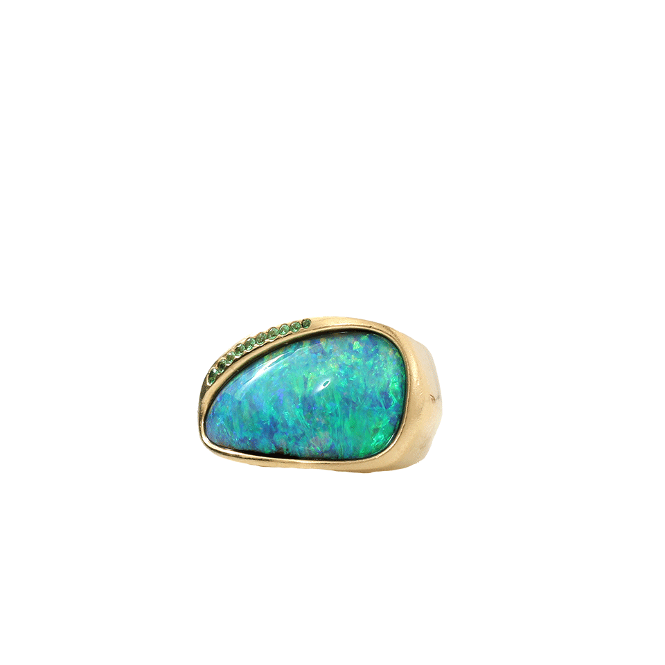 KATHERINE JETTER-Black Opal And Tsavorite Ring-YELLOW GOLD