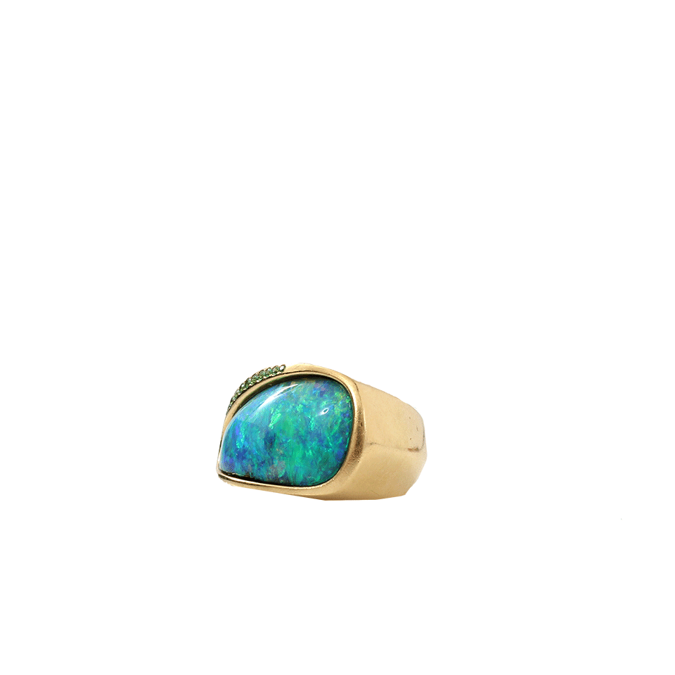 KATHERINE JETTER-Black Opal And Tsavorite Ring-YELLOW GOLD