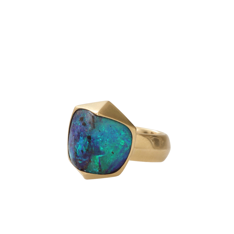 KATHERINE JETTER-Pyramid Stacked Boulder Opal Ring-YELLOW GOLD