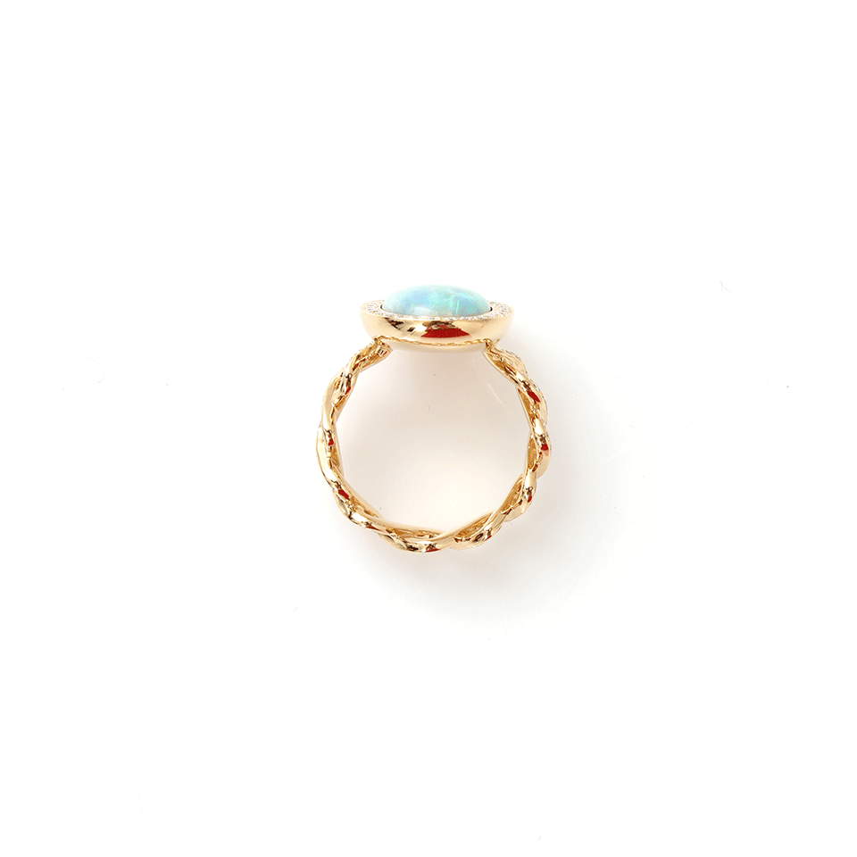 KATHERINE JETTER-Black Opal Twisting Vine Ring-YELLOW GOLD