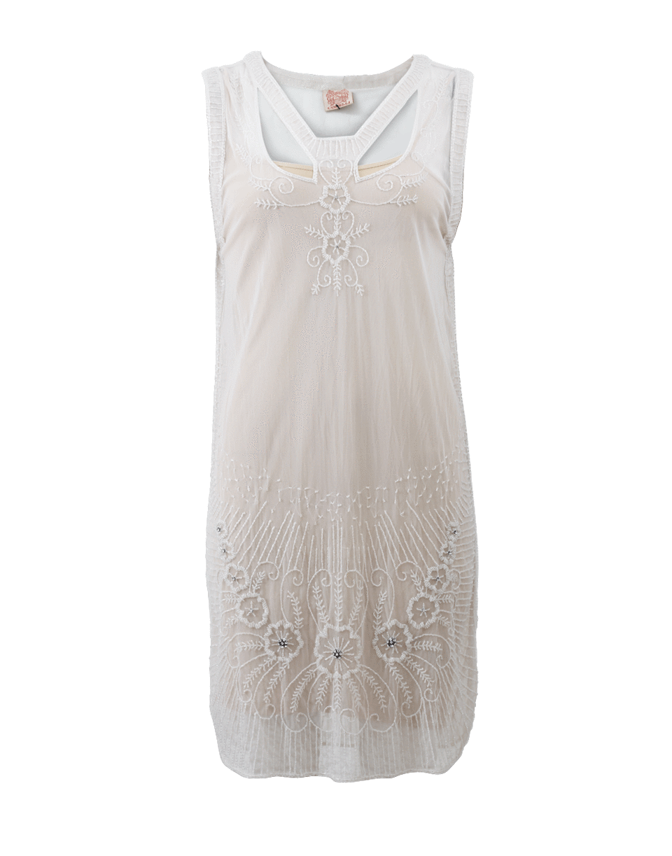 KATHY COMELLI-Bead Embroidered Cocktail Dress-IVORY