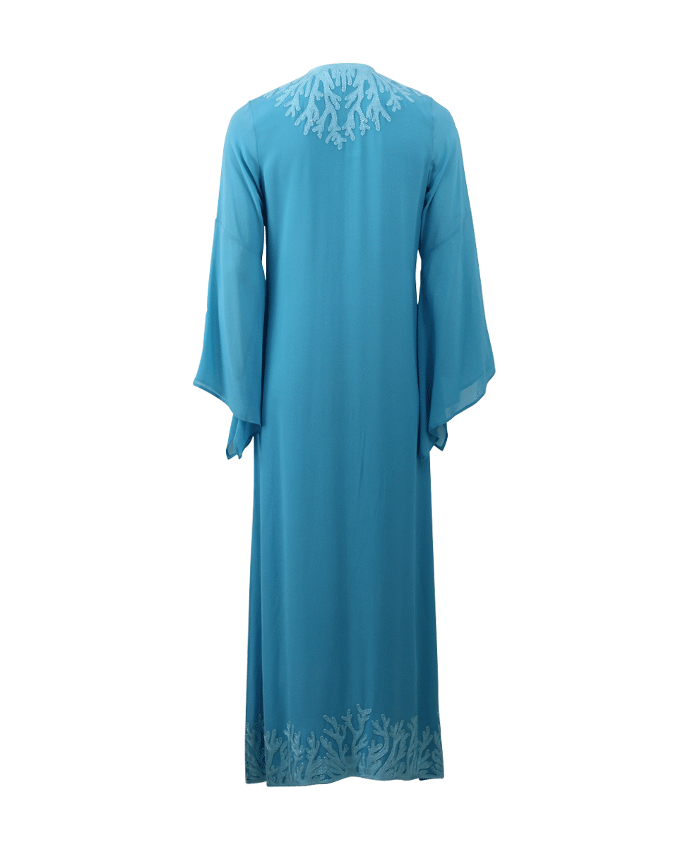 KATHY COMELLI-Coral Embroidered Long Kaftan-