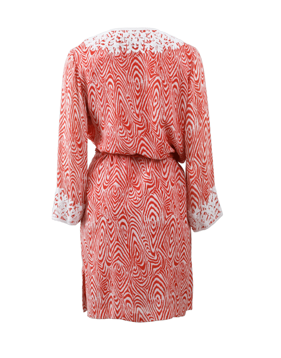 KATHY COMELLI-Printed Silk Kaftan With Belt-ORNG/WHT