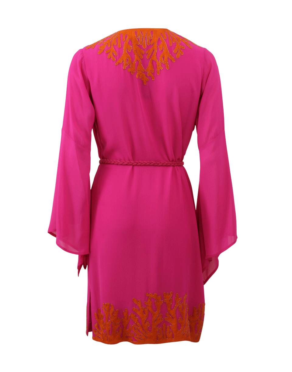 KATHY COMELLI-Coral Embroidered Belted Kaftan-