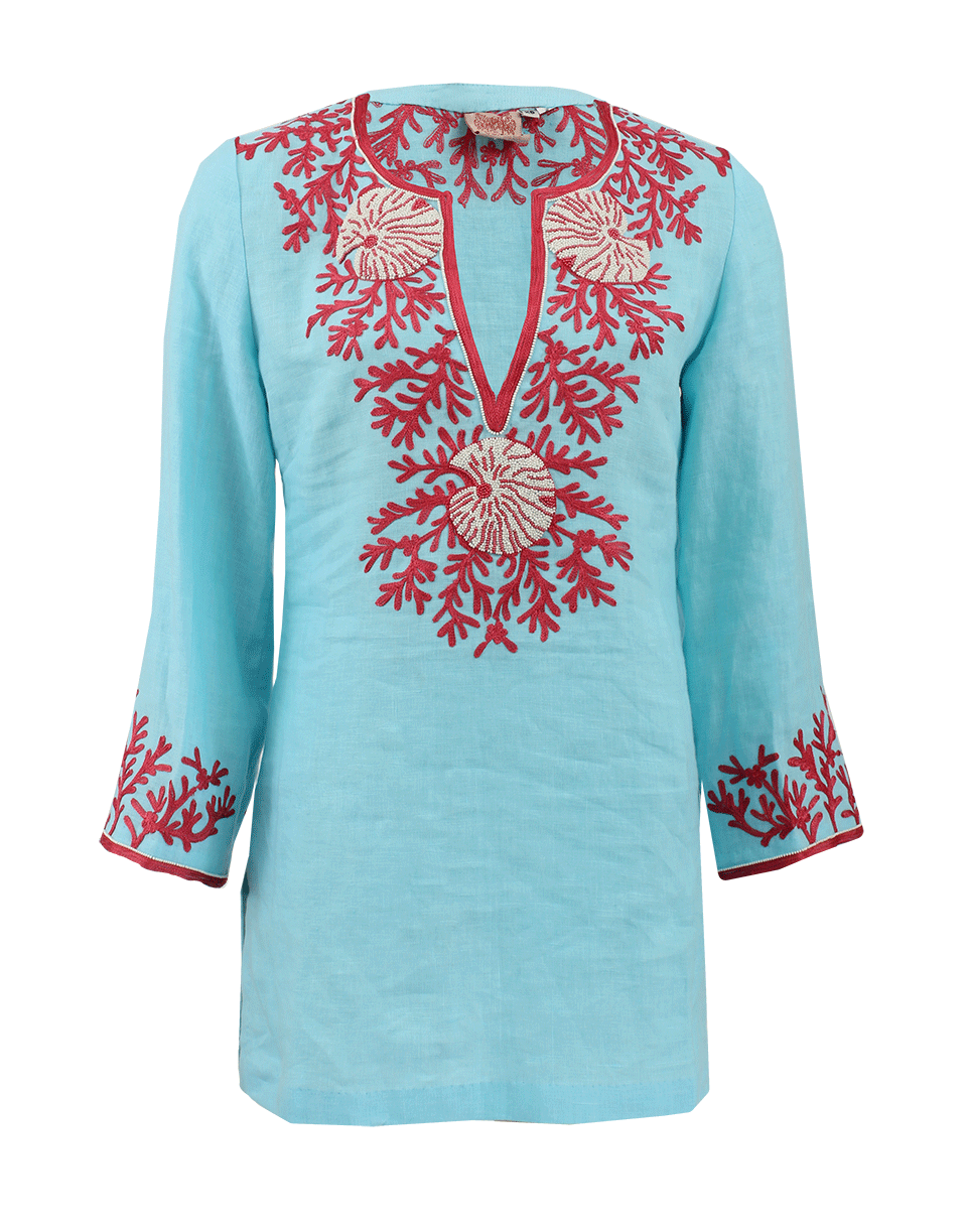 KATHY COMELLI-Embroidered Belgium Linen Tunic-