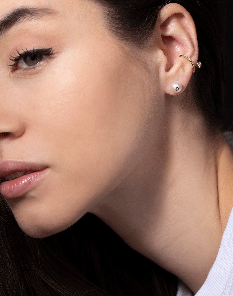 KATKIM-Crescendo Flare Pave Diamond Ear Cuff-YELLOW GOLD