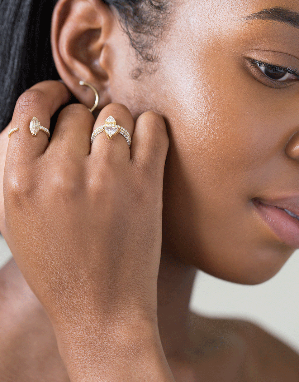 KATKIM-Champagne Marquise Crescendo Pavé Ring-YELLOW GOLD