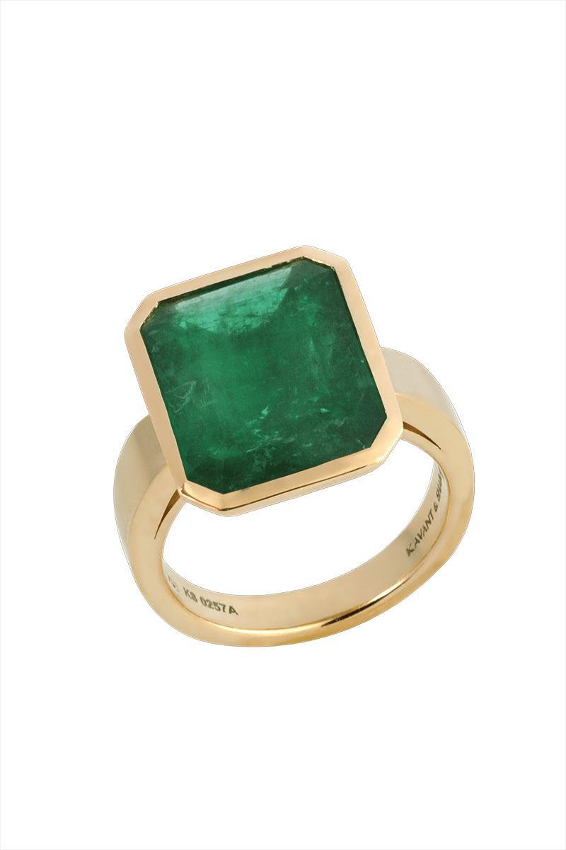 Emerald Twist Ring-YELLOW GOLD-5-JEWELRYFINE JEWELEARRING-KAVANT & SHARART