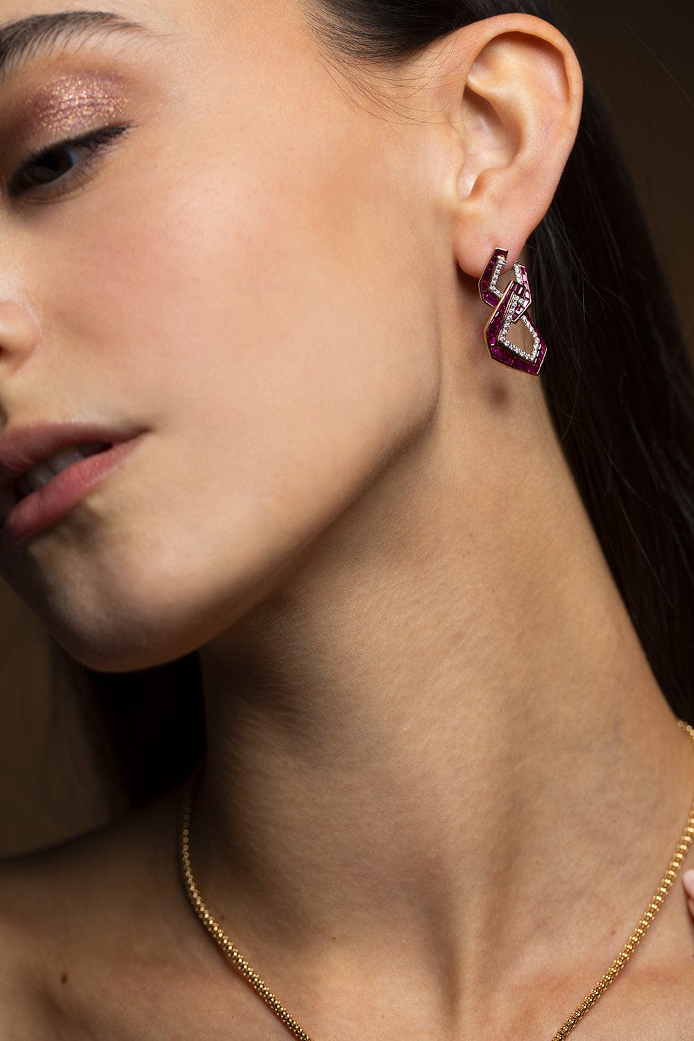 KAVANT & SHARART-Ruby Origami Double Link No. 5 Earrings-ROSE GOLD