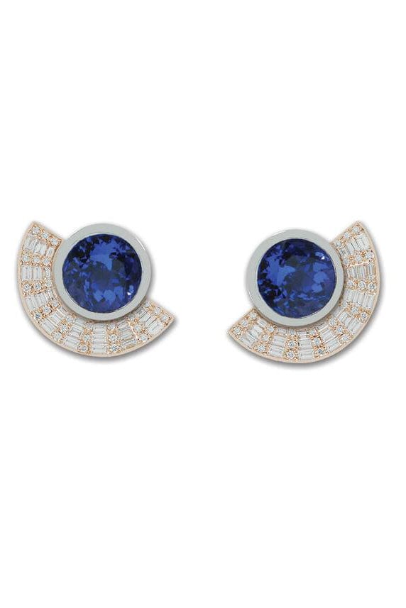 KAVANT & SHARART-Tanzanite Twist Reflection Double Jacket Earrings-WHITE GOLD