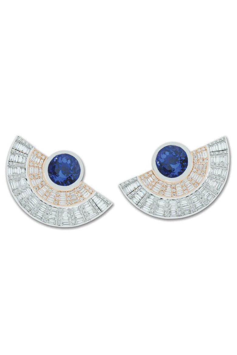 KAVANT & SHARART-Tanzanite Twist Reflection Double Jacket Earrings-WHITE GOLD
