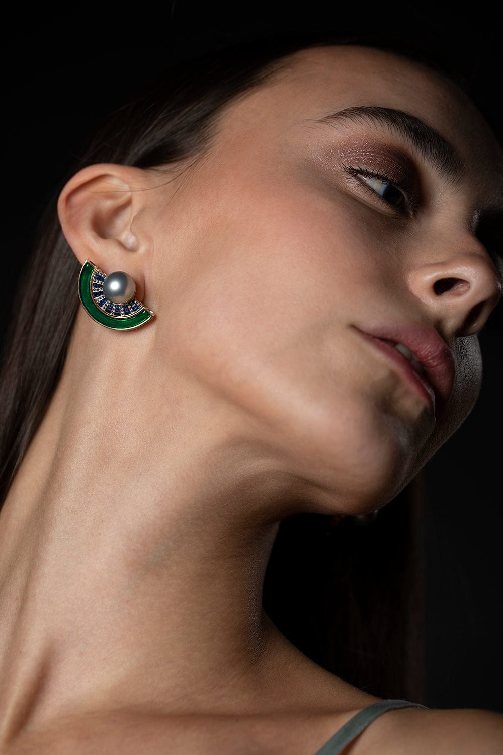 KAVANT & SHARART-Blue Sapphire and Tsavorite Twist Reflection Double Jacket Earrings-YELLOW GOLD