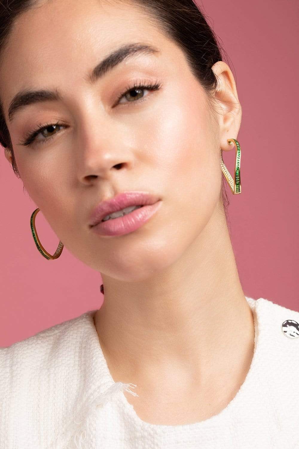 KAVANT & SHARART-Tsavorite Talay Wave Twist Hoop Earrings-YELLOW GOLD