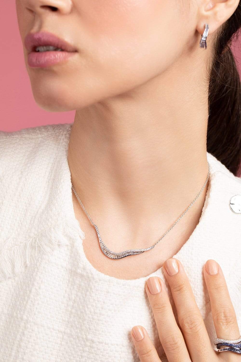 KAVANT & SHARART-Diamond Talay Wave 19 Necklace-WHITE GOLD