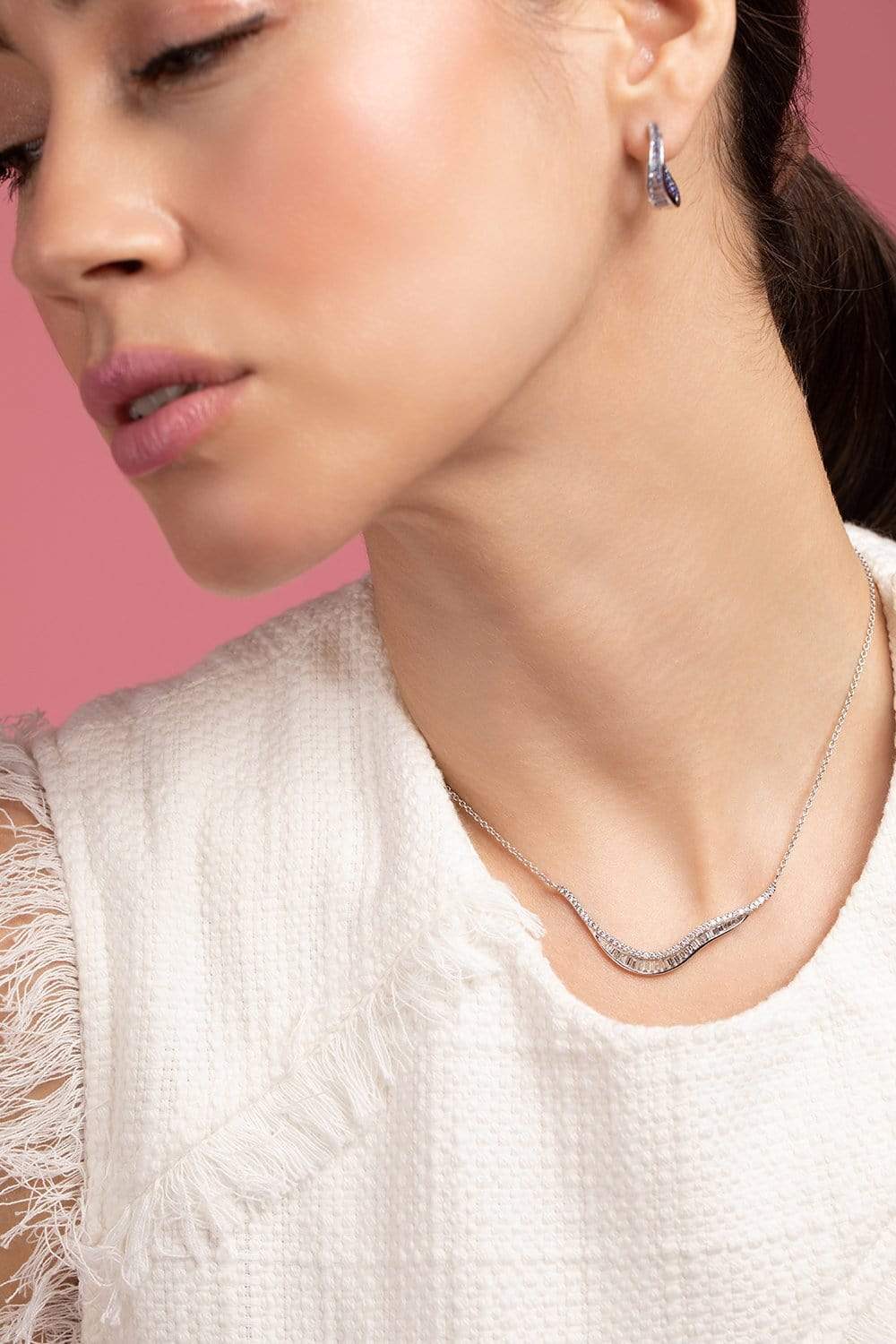 KAVANT & SHARART-Diamond Talay Wave 19 Necklace-WHITE GOLD