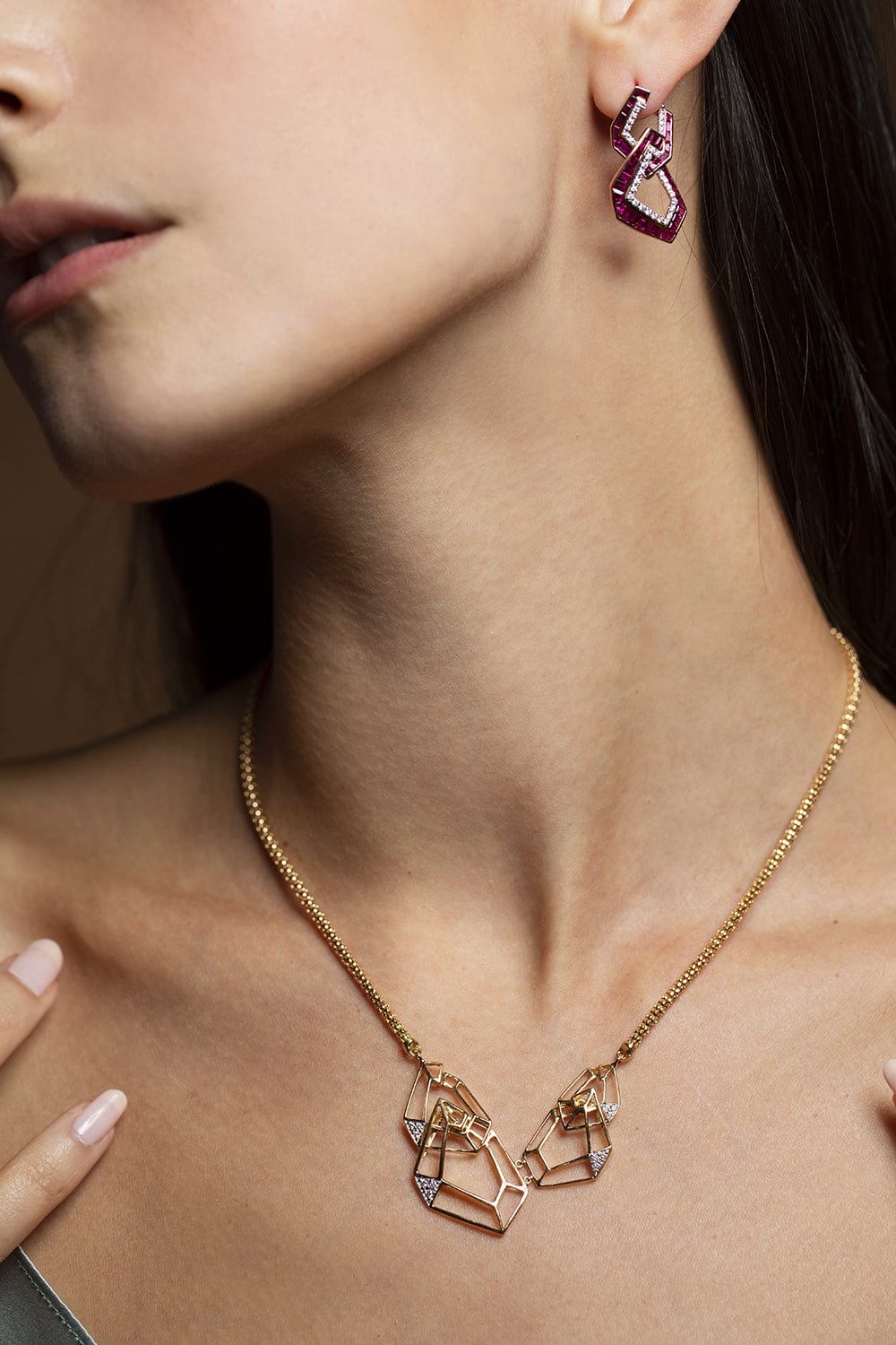 KAVANT & SHARART-Diamond Origami Link No. 5 Skeleton Necklace-YELLOW GOLD