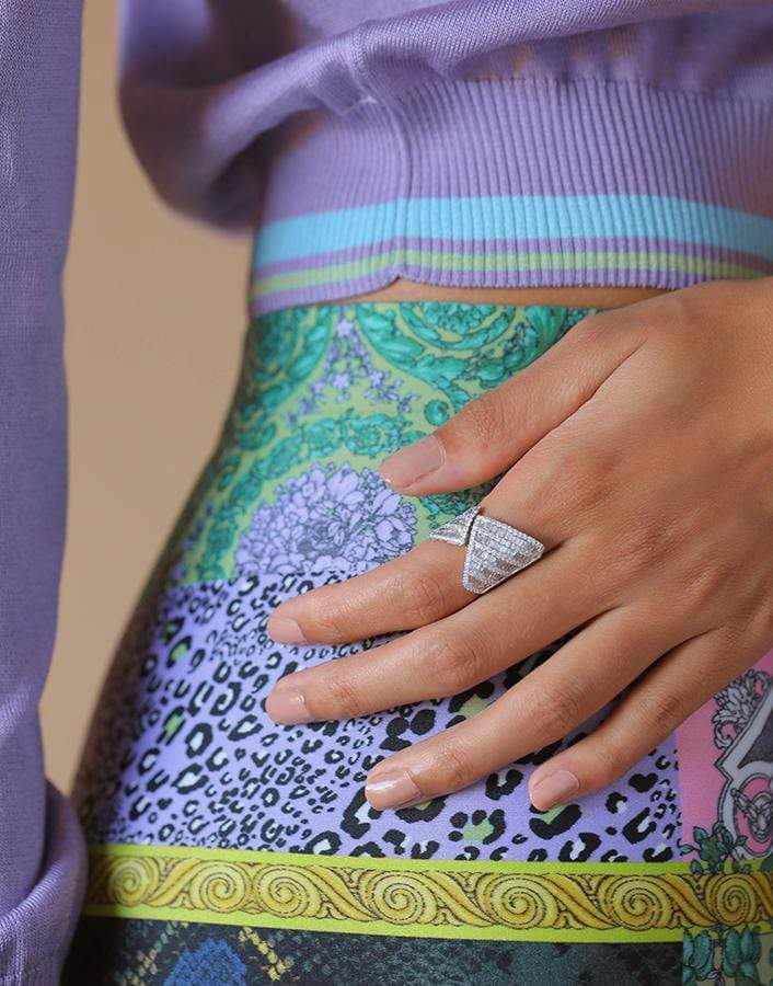 KAVANT & SHARART-Origami Asymmetry Silhoutte Diamond Ring-WHITE GOLD