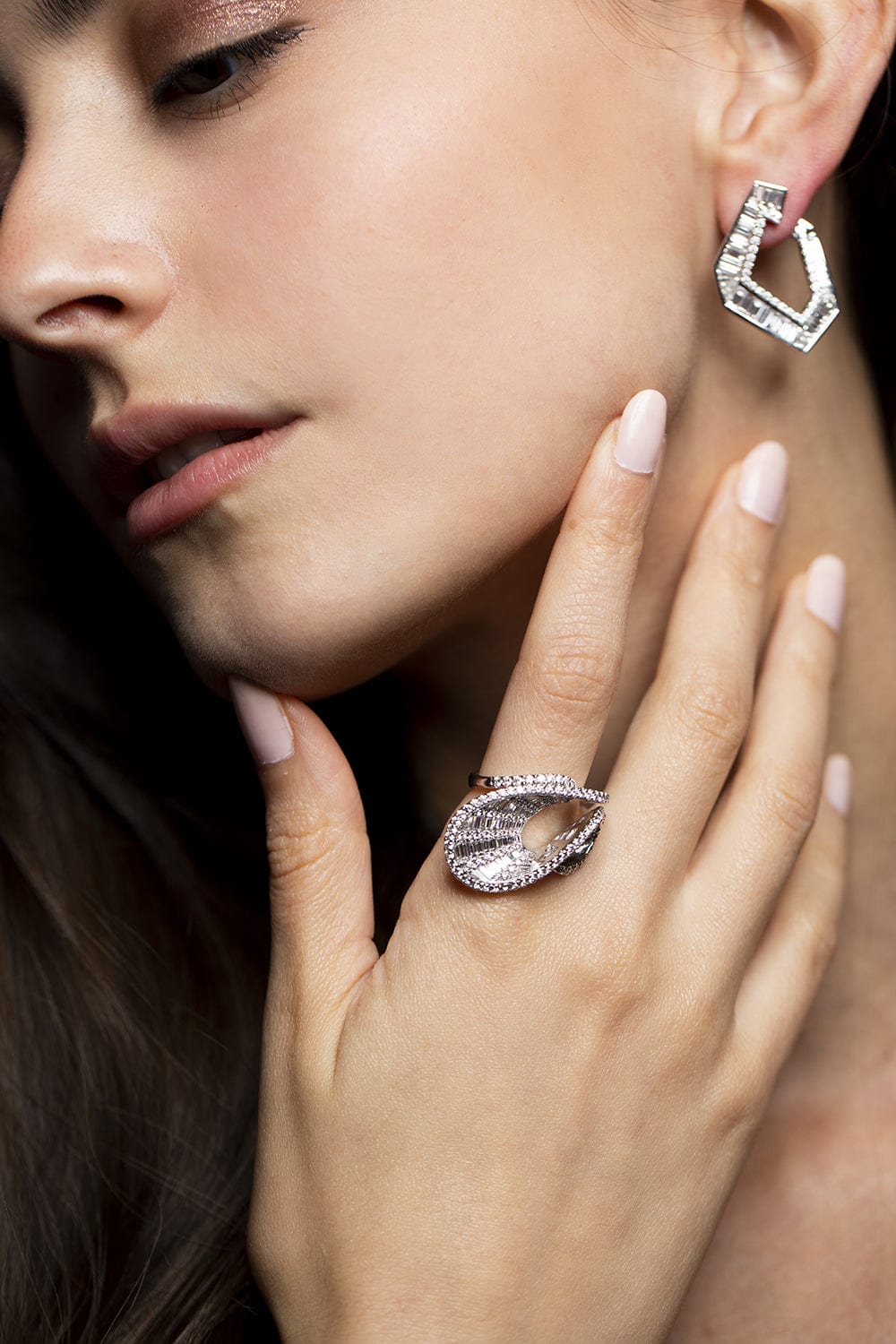 KAVANT & SHARART-Diamond Origami Link No. 5 Earrings-WHITE GOLD
