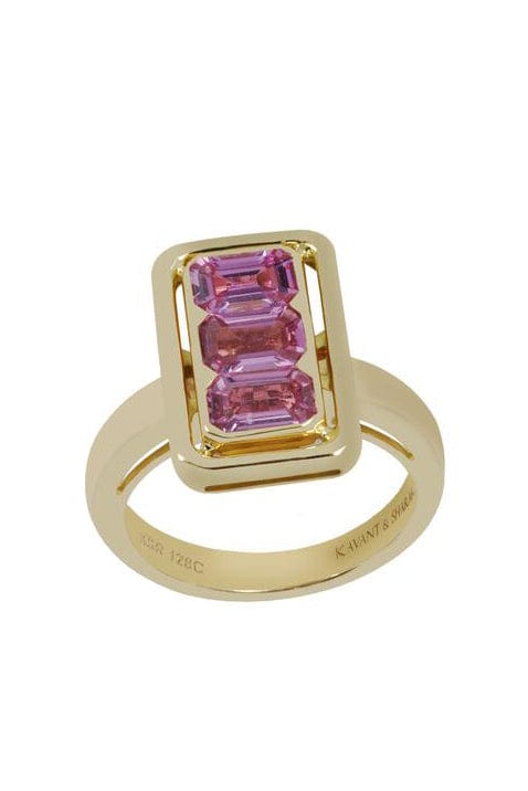 KAVANT & SHARART-Pink Sapphire Twist Trilogy Ring-YELLOW GOLD