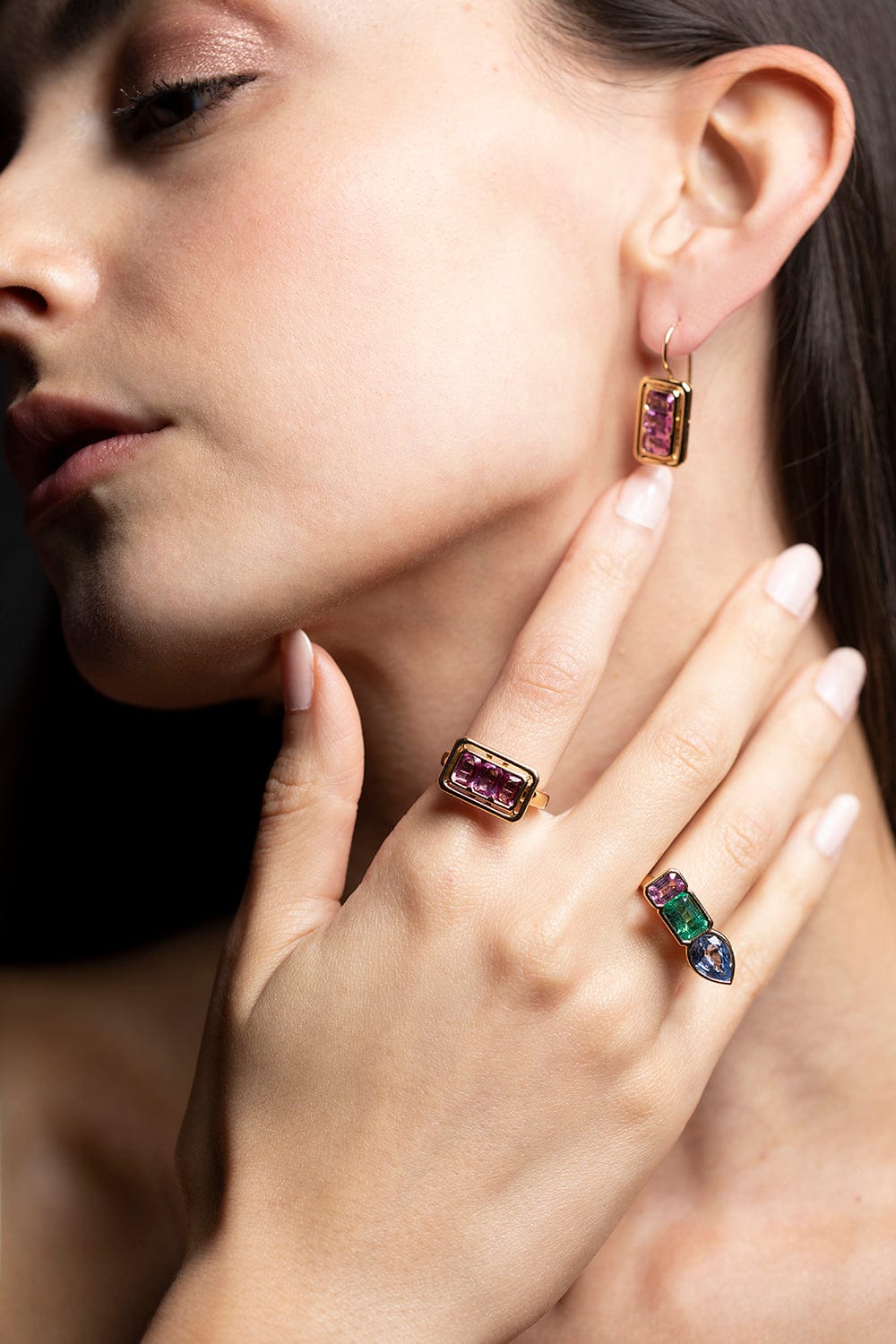 KAVANT & SHARART-Pink Sapphire Twist Trilogy Ring-YELLOW GOLD