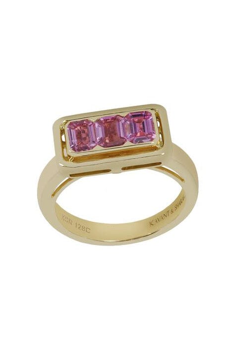 KAVANT & SHARART-Pink Sapphire Twist Trilogy Ring-YELLOW GOLD
