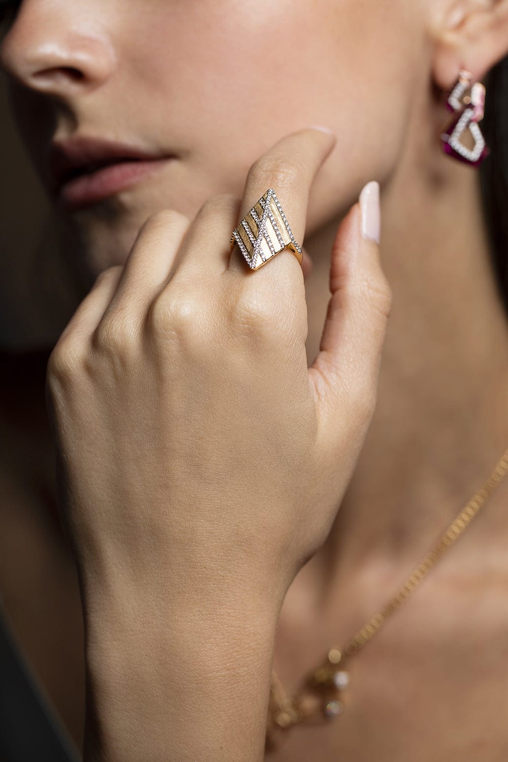 KAVANT & SHARART-Diamond Origami Rhombus Ring-YELLOW GOLD