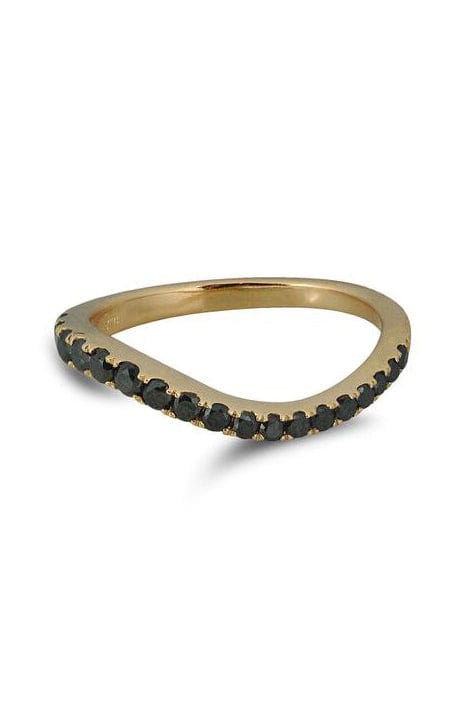 KAVANT & SHARART-Black Diamond Talay Flow Wave Ring-YELLOW GOLD