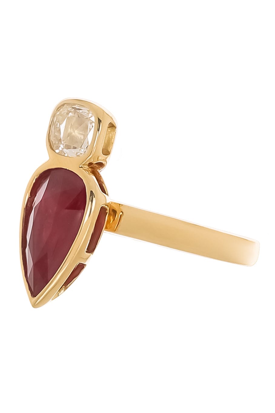 KAVANT & SHARART-Ruby and Diamond Twist Ring-YELLOW GOLD