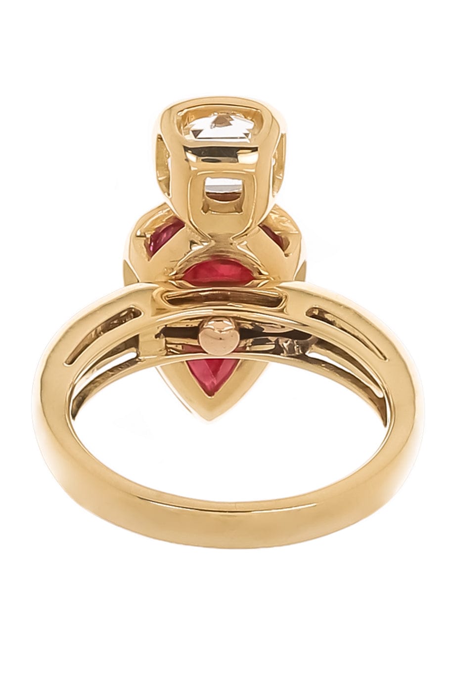 KAVANT & SHARART-Ruby and Diamond Twist Ring-YELLOW GOLD