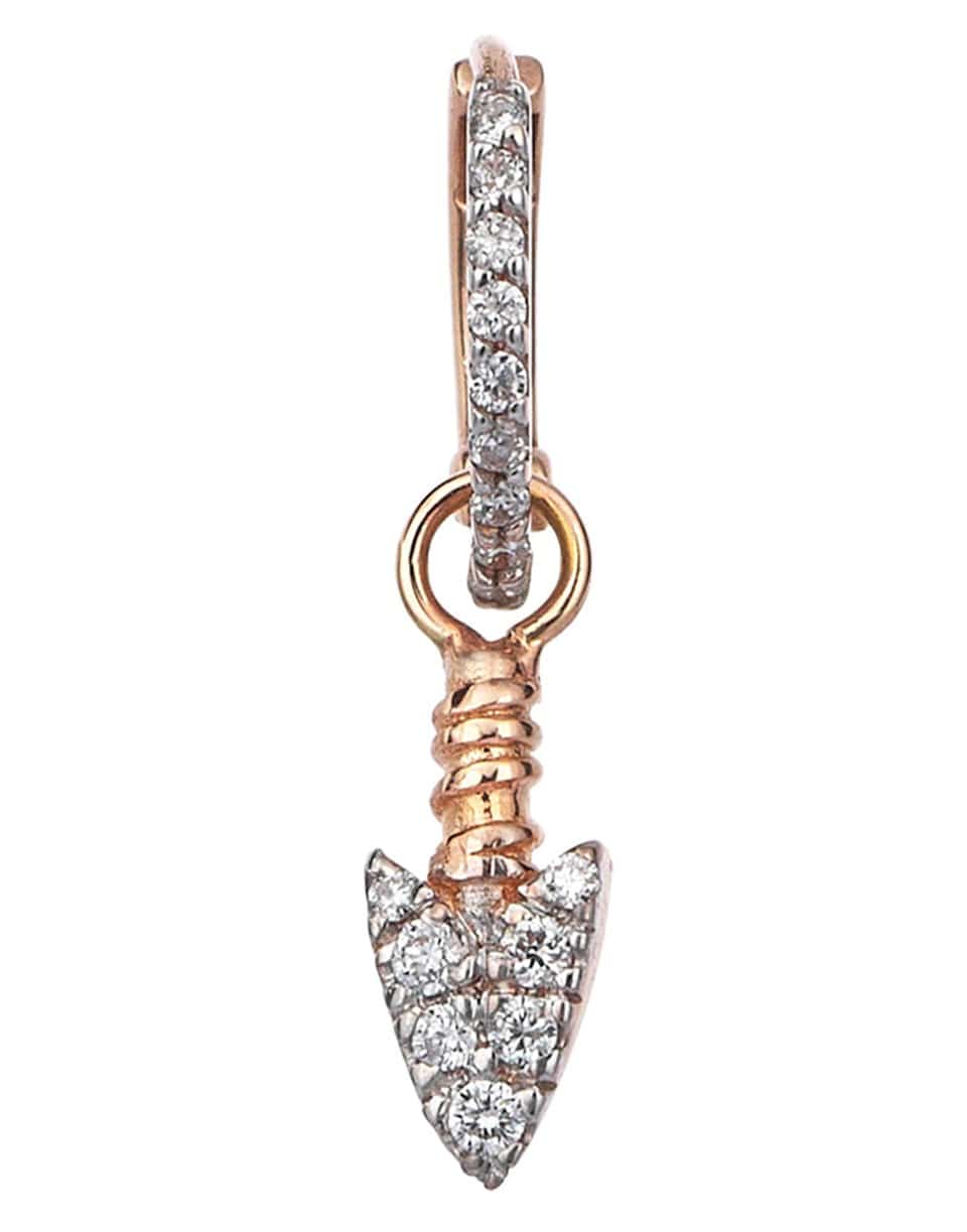 KISMET BY MILKA-White Diamond Arrowhead Drop Hoop-ROSE GOLD
