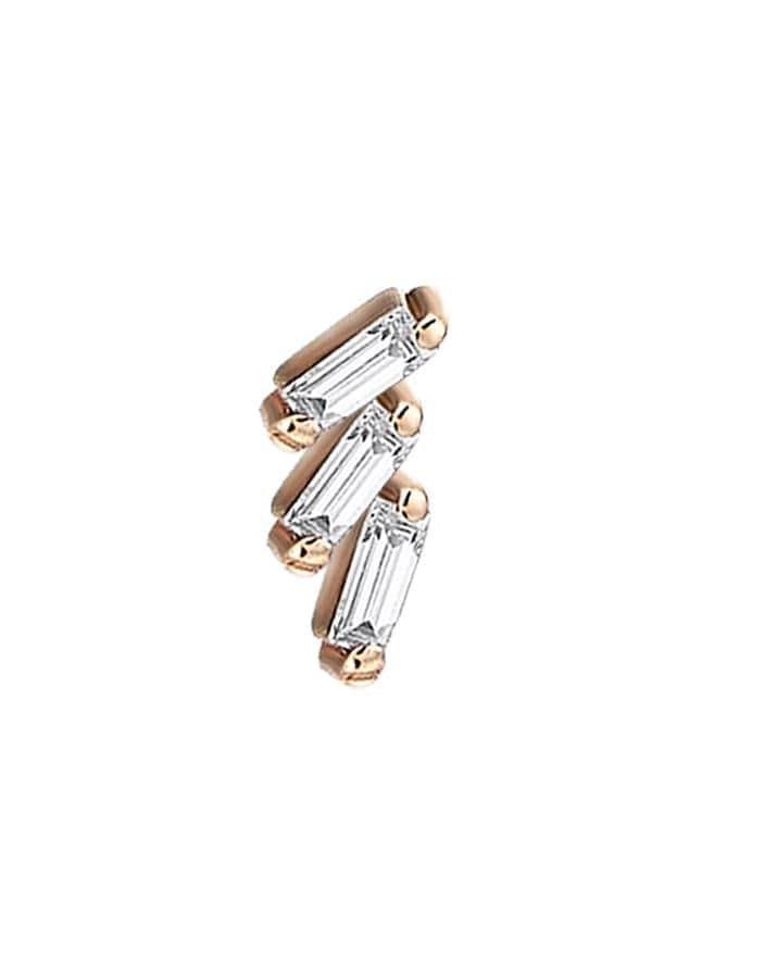 KISMET BY MILKA-Step Baguette Diamond Stud Earring-ROSE GOLD