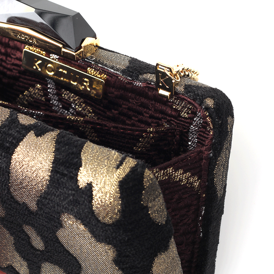 KOTUR-Espey Metallic Brocade Clutch-BLCK/GLD