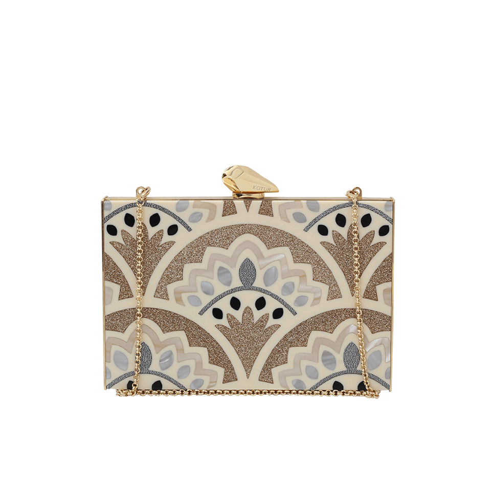 KOTUR-Simone Merrick Perspex Clutch-GLD/SLVR