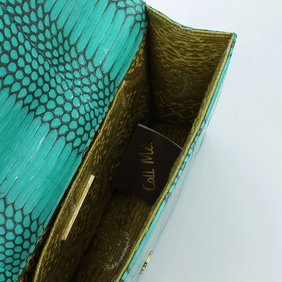 KOTUR-Kemble Snakeskin And Flower Clutch-GRN/MLT