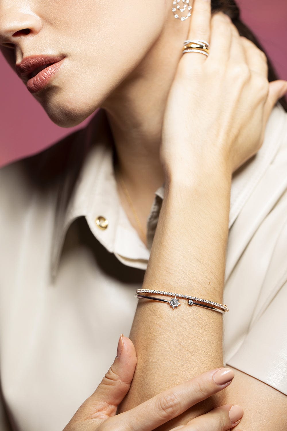 KWIAT-Stackable Slim Diamond Bangle-ROSE GOLD