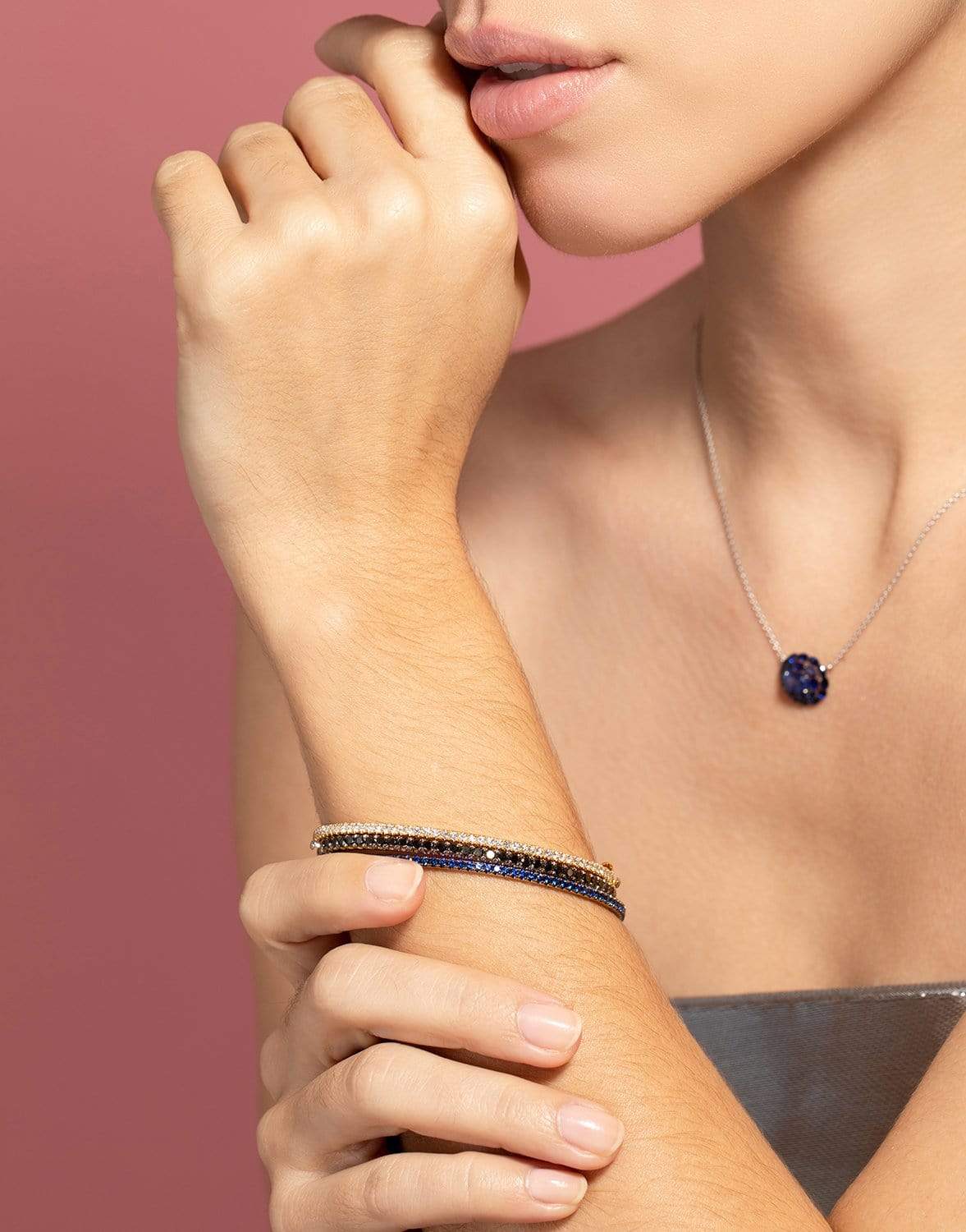 KWIAT-Black Diamond Stackable Bangle-WHITE GOLD