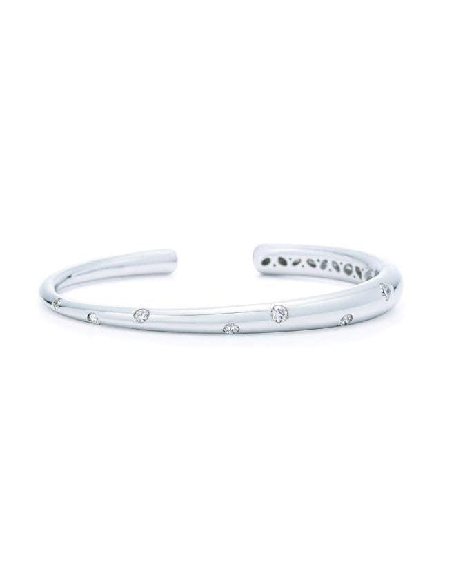 KWIAT-Cobblestone Diamond Cuff Bangle - White Gold-WHITE GOLD