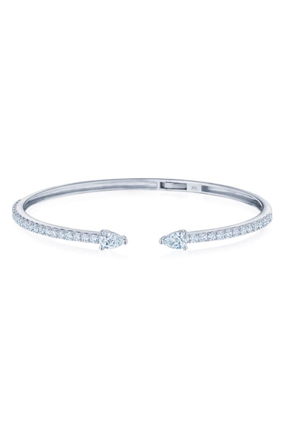 KWIAT-Duet Pear Shape Open Bangle-WHITE GOLD