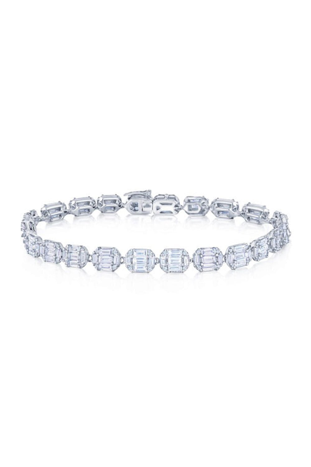 KWIAT-Emerald Cut Sunburst Bracelet-WHITE GOLD