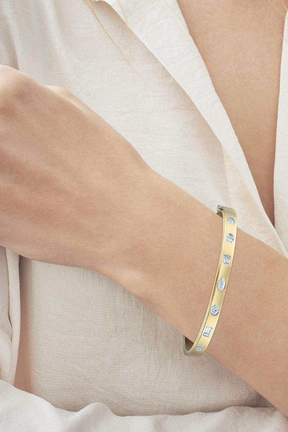 KWIAT-Fancy Shape Diamond Stack Bangle - White Gold-WHITE GOLD