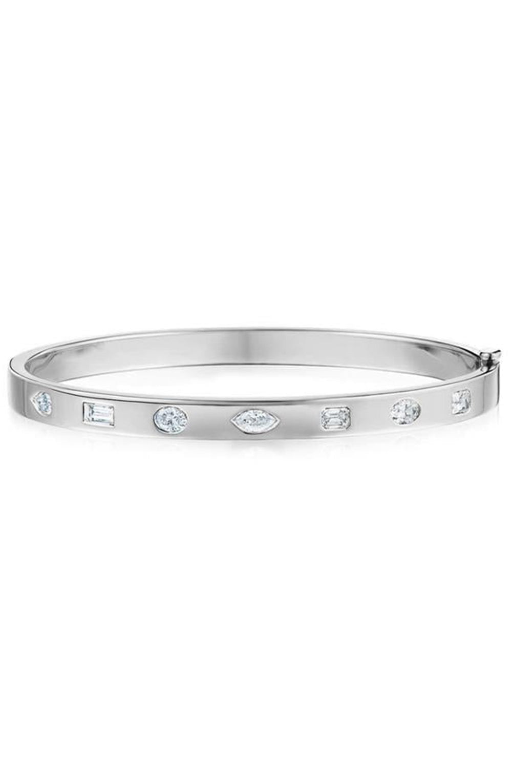 KWIAT-Fancy Shape Diamond Stack Bangle - White Gold-WHITE GOLD