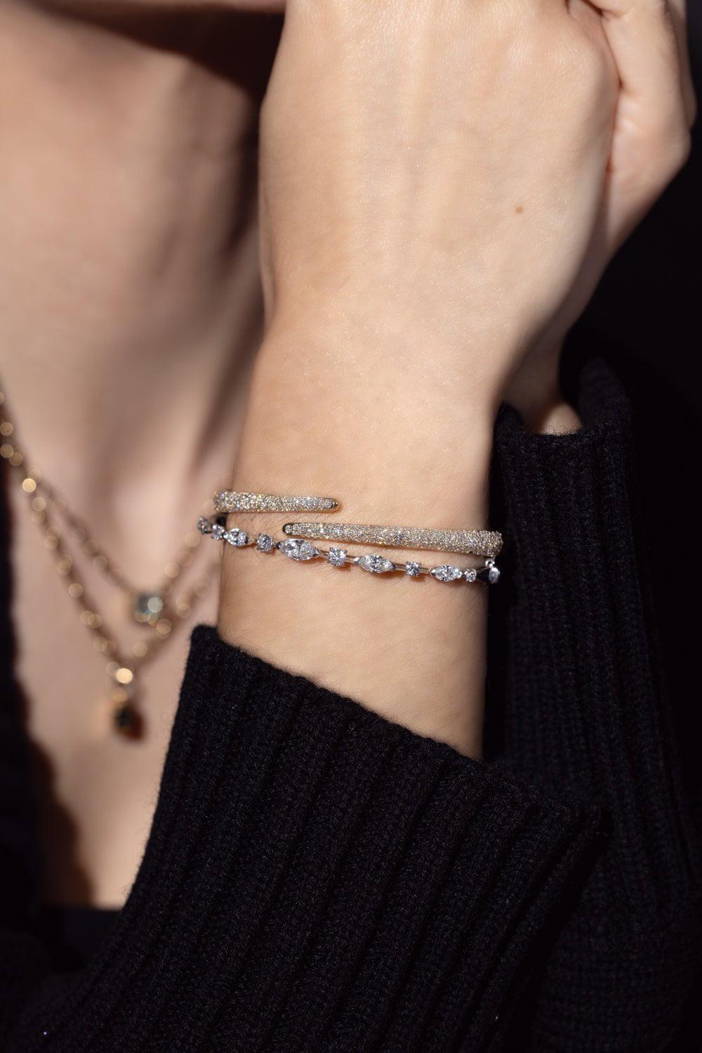KWIAT-Mixed Shape Diamond Bangle-WHITE GOLD