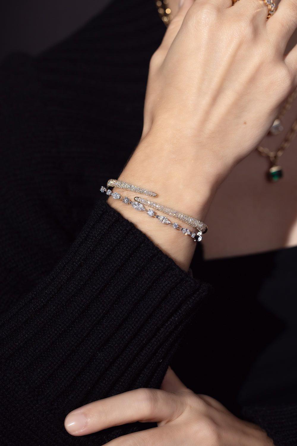 KWIAT-Mixed Shape Diamond Bangle-WHITE GOLD