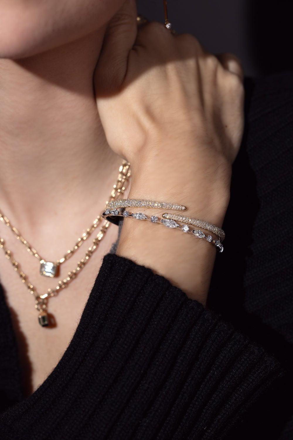 KWIAT-Mixed Shape Diamond Bangle-WHITE GOLD