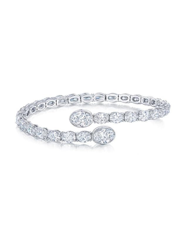 KWIAT-Orbit Bangle with Oval Diamonds-WHITE GOLD