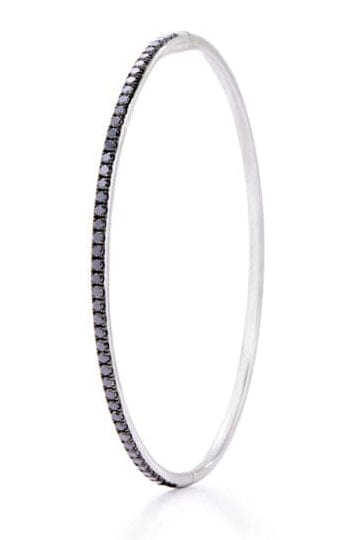 KWIAT-Stackable Slim Black Diamond Bangle-WHITE GOLD